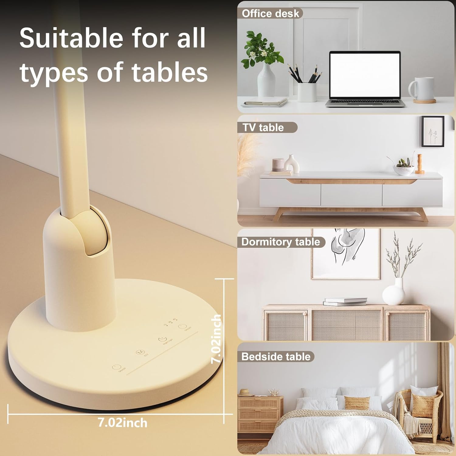 Kitloo Desk Lamps for Home Office with Stable Base, 1000LM Ultra Bright Eye-Caring Desk Light, 3000K-6000K Dimmable Table Lamp with Stepless Dimming & Timing Function for Work, Reading, Bedroom - Image 6