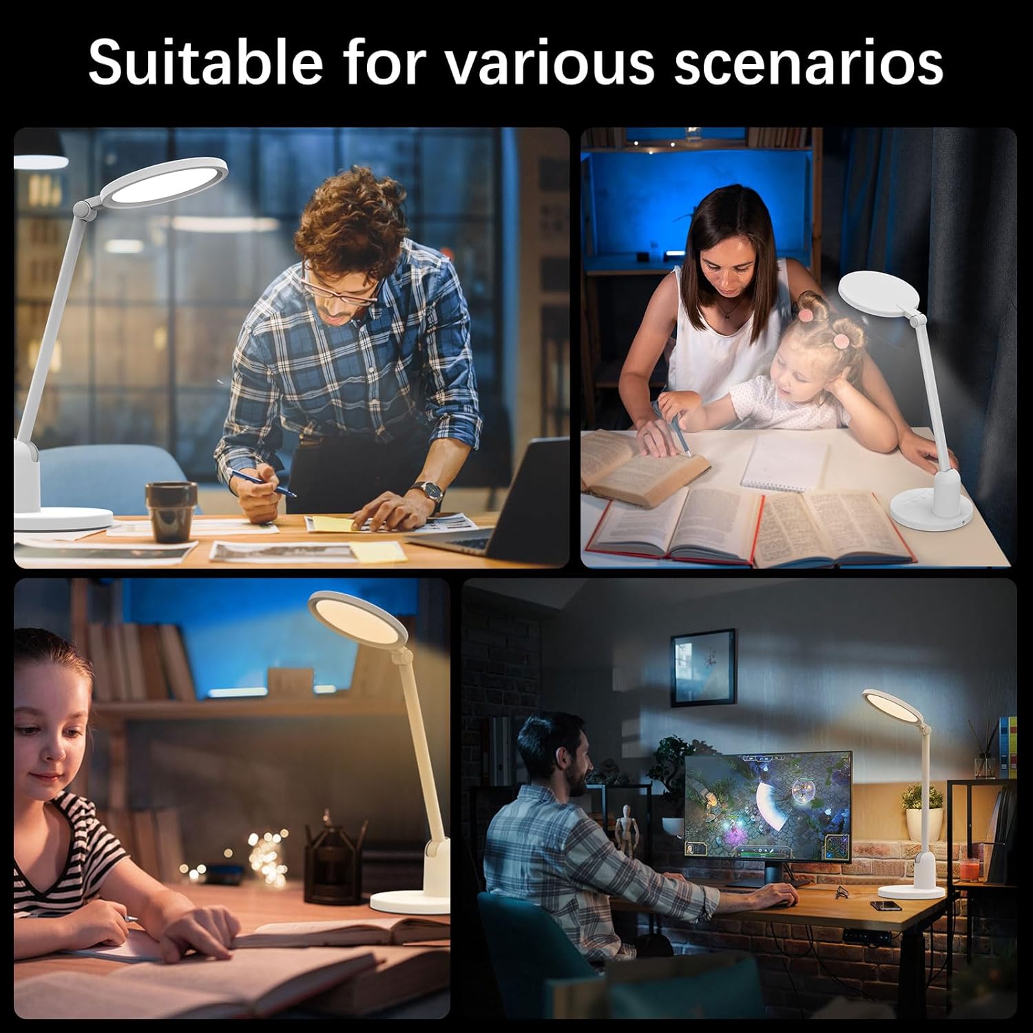 Kitloo Desk Lamps for Home Office with Stable Base, 1000LM Ultra Bright Eye-Caring Desk Light, 3000K-6000K Dimmable Table Lamp with Stepless Dimming & Timing Function for Work, Reading, Bedroom - Image 7