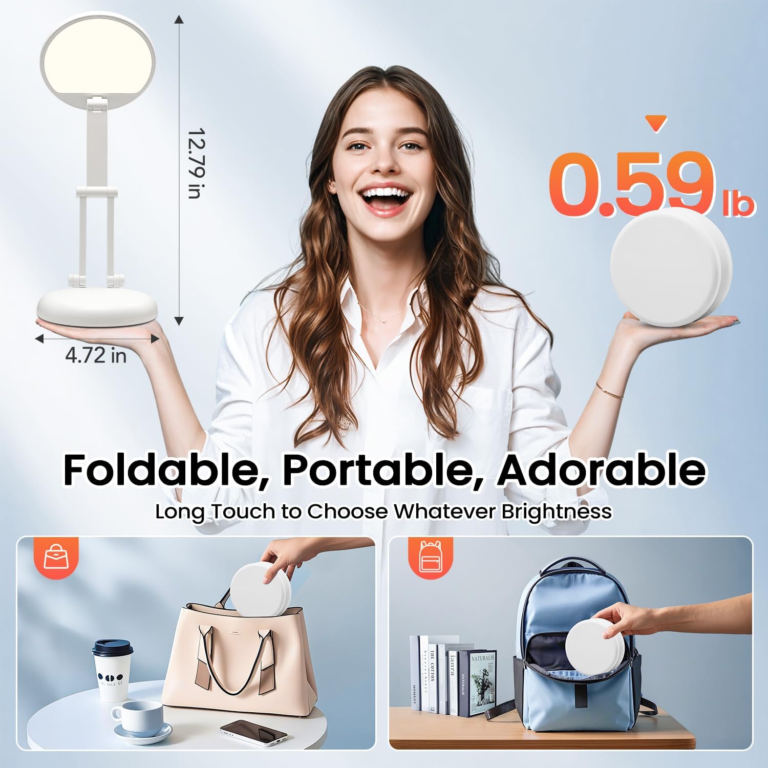 One Fire Rechargeable Table Lamp,Dimmable Cordless Lamp Desk Lamp for Dorm,3600mAh Battery Operated Lamp Rechargeable Lamp,Small Desk Lamp Portable Light for Office/Study/Nail/Craft/Puzzle(Warm Light) - Image 3