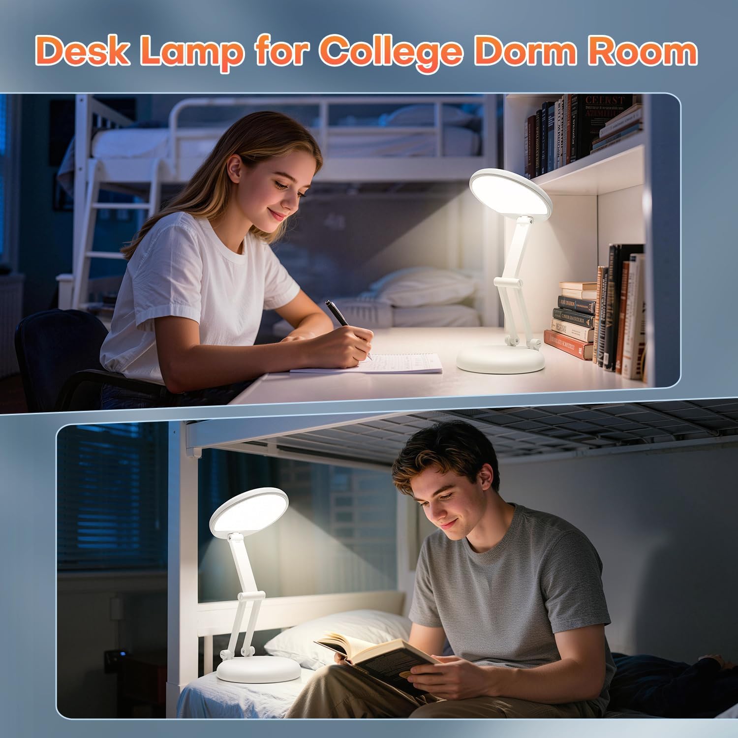 One Fire Rechargeable Table Lamp,Dimmable Cordless Lamp Desk Lamp for Dorm,3600mAh Battery Operated Lamp Rechargeable Lamp,Small Desk Lamp Portable Light for Office/Study/Nail/Craft/Puzzle(Warm Light) - Image 5