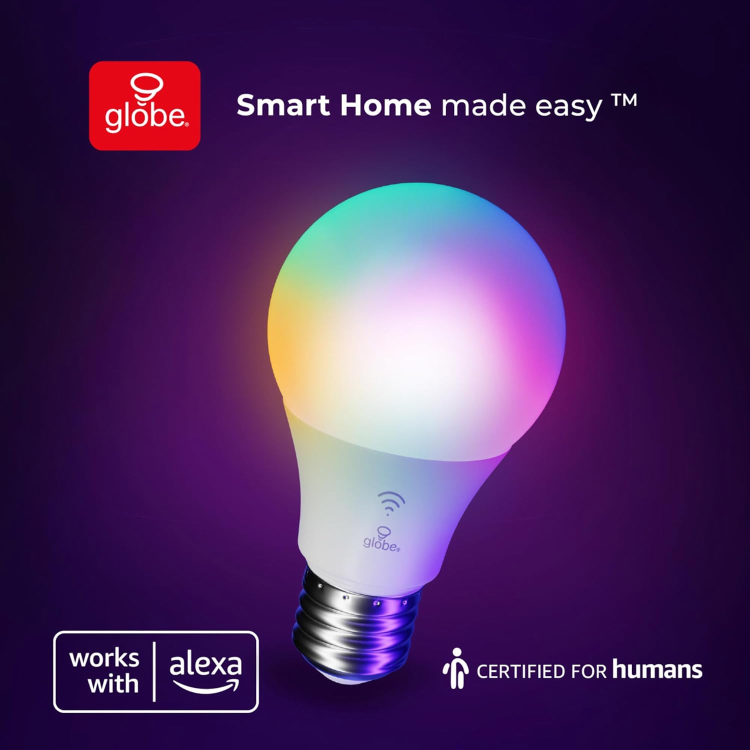 Globe Electric 50589 Color-Changing A19 LED Smart Light Bulb, 2.4 GHz Wi-Fi, 60W Equivalent 800LM, Works with Alexa Only, 1-Pack - Image 7