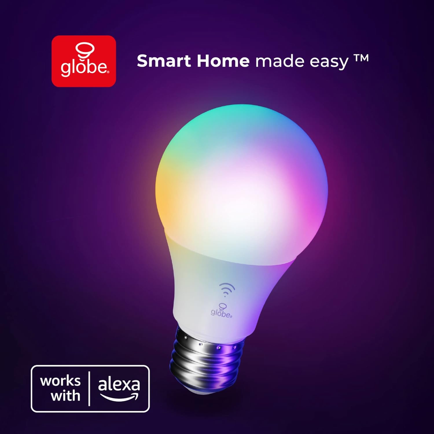 Globe Electric 50589 Color-Changing A19 LED Smart Light Bulb, 2.4 GHz Wi-Fi, 60W Equivalent 800LM, Works with Alexa Only, 1-Pack - Image 8